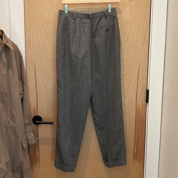 Vtg Lauren Ralph Lauren Women’s Trousers 100% Wool Grey Pleated Size 12 Petite - Picture 5 of 7